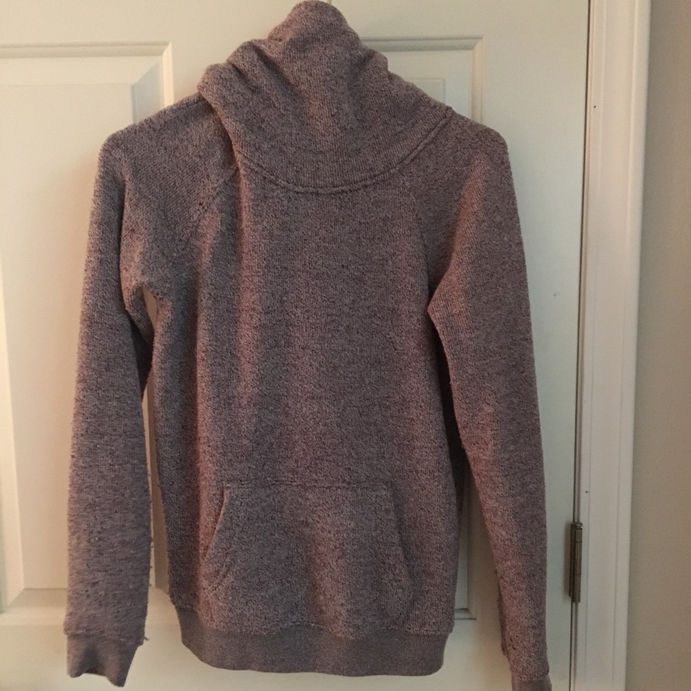 Scoop neck sweatshirt.